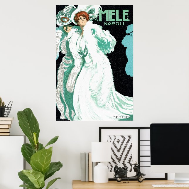 Póster Art Nouveau vintage, mujeres italianas de la moda  (Oficina en casa)