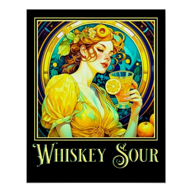 Póster Art Nouveau Whiskey Sour (Anverso)