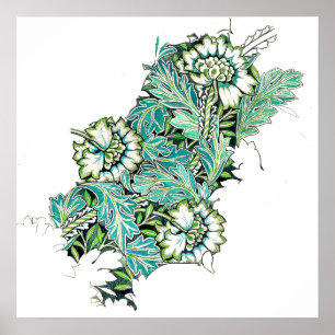 Póster Art nouveau william morris anenome floral
