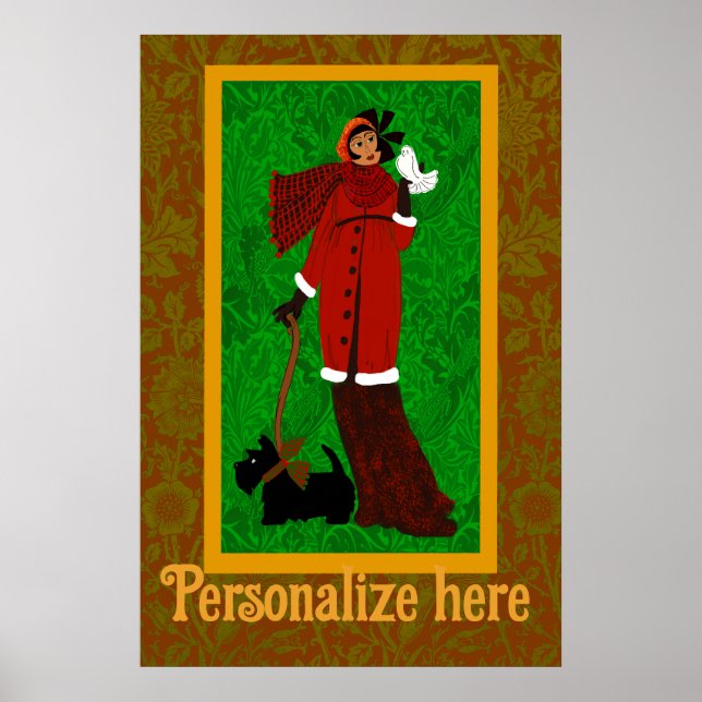 Póster Art Nouveau William Morris Happy Holidays Retro (Frente)