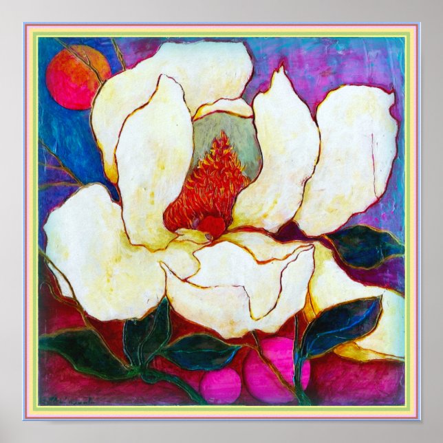Póster ART-ON-CANVAS: Magnolia calienta 12"x12" (Frente)