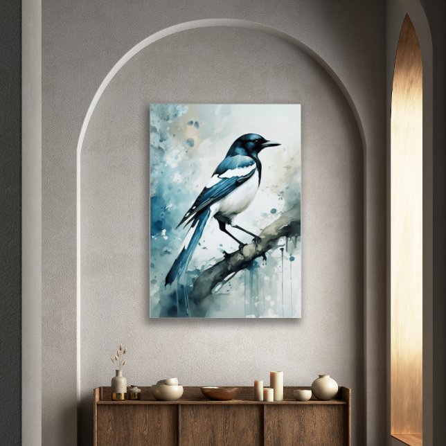 Póster ART Poster : Elegant Magpie l Blue, Grey, Navy l  (Subido por el creador)