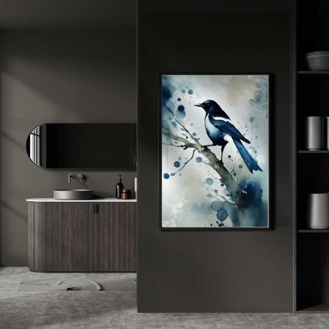 Póster ART Poster : Elegant Magpie l Blue, Grey, Navy l  (Subido por el creador)