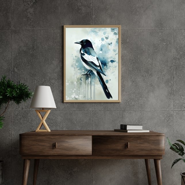 Póster ART Poster : Elegant Magpie l Blue, Grey, Navy l  (Subido por el creador)