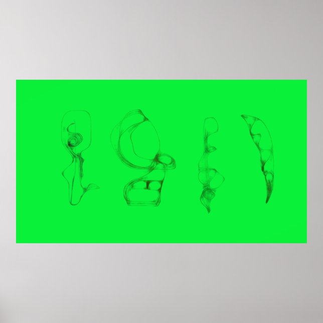 Póster Art Potpourri  Green Minimalist Drawing (Frente)