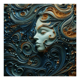 Póster Arte 3D de Moonlit Woman