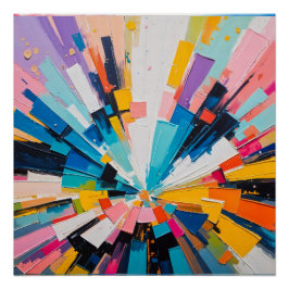 Póster Arte abstracto colorido de explosión geométrica vi