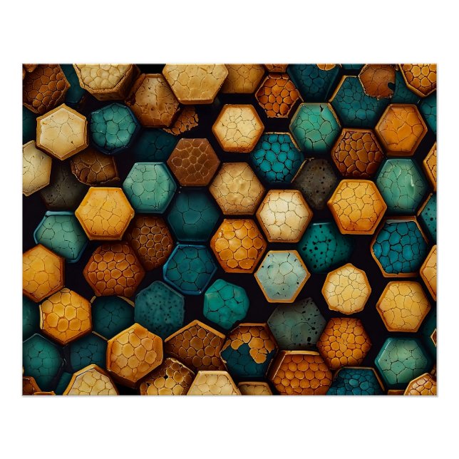 Póster Arte abstracto con textura de abeja rústico (Anverso)