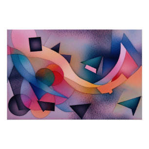 Póster Arte abstracto contemporáneo "Bote En El Agua"