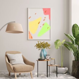 Póster Arte abstracto de acuarela verde rojo