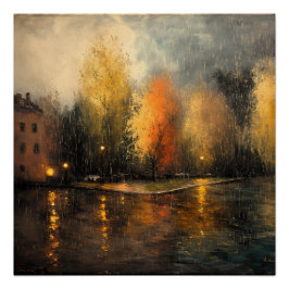 Póster Arte abstracto de Ai en la ciudad de Rainy