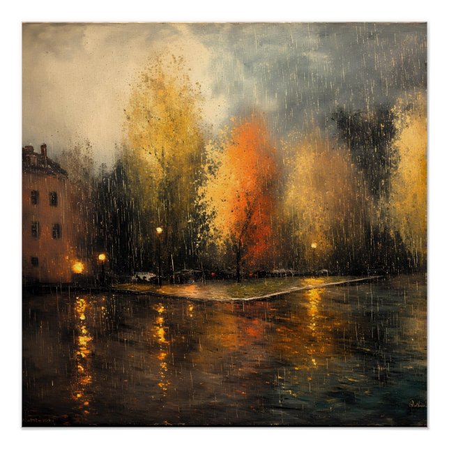 Póster Arte abstracto de Ai en la ciudad de Rainy (Anverso)