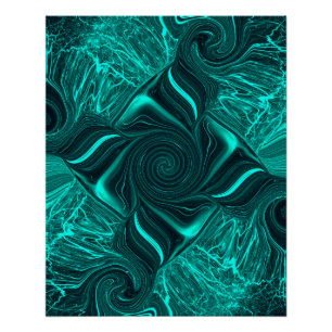 Póster Arte Abstracto de Canicas Líquidas Turquesas