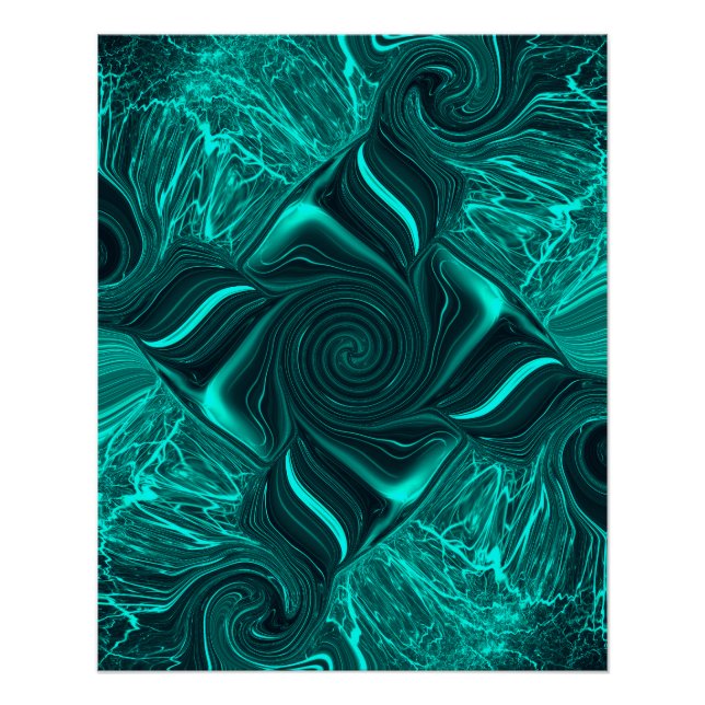 Póster Arte Abstracto de Canicas Líquidas Turquesas (Anverso)