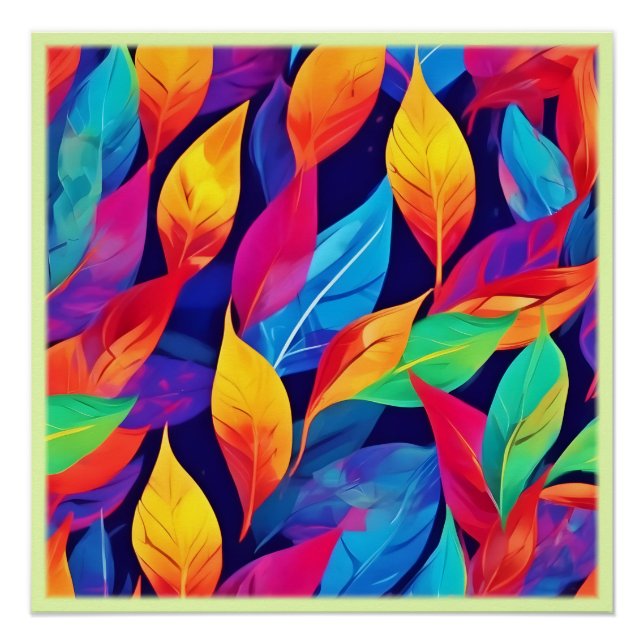 Póster Arte abstracto de hojas de otoño vibrantes (Anverso)