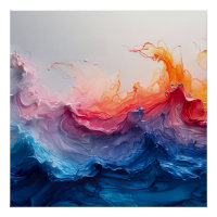 Arte abstracto de la puesta del sol con olas de fl