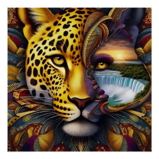 Póster Arte abstracto de leopardo