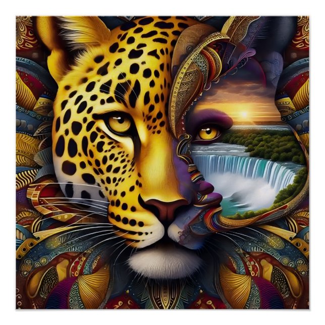Póster Arte abstracto de leopardo (Anverso)