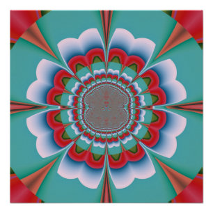 Póster Arte abstracto de mandala psicodélico retro