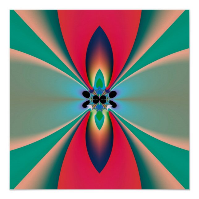Póster Arte abstracto Flor Funky (Anverso)