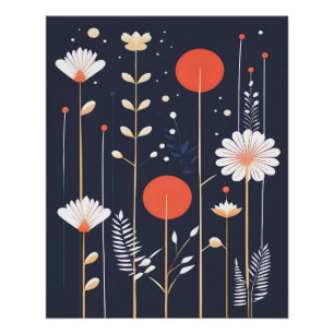 Póster Arte abstracto floral brillante