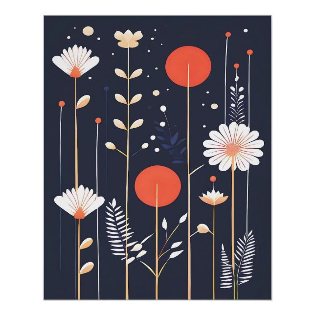 Póster Arte abstracto floral brillante (Anverso)