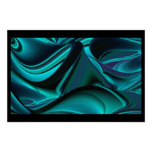 Póster Arte abstracto futurista en 3D metálico arcoíris