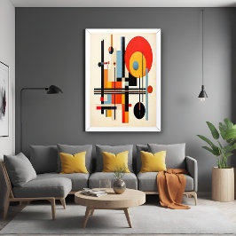 Póster Arte abstracto geométrico inspirado en Bauhaus vib
