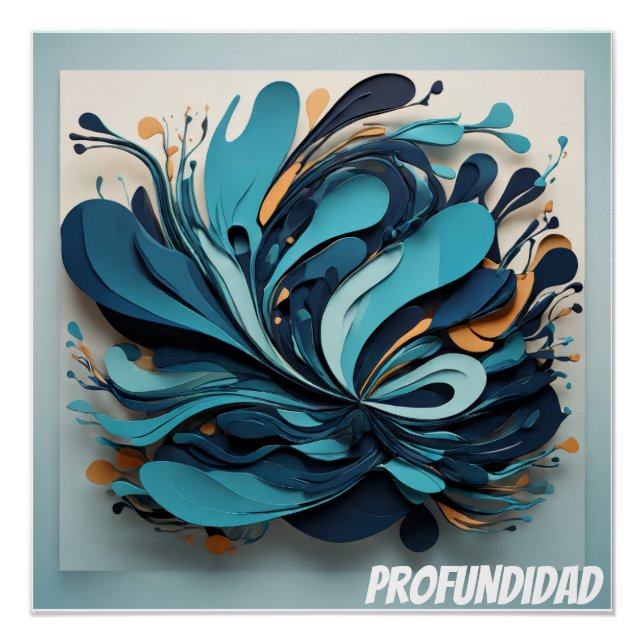 Póster Arte Abstracto Marino Profundidad Azul (Anverso)