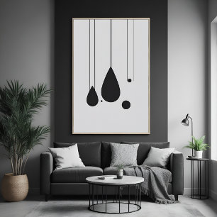Póster Arte abstracto minimalista en blanco y negro
