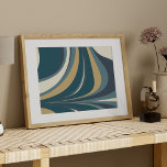 Póster Arte abstracto moderno elegante verde azulado azul<br><div class="desc">Poster de arte verde azulado azul y dorado elegante y moderno abstracto</div>