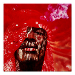 Póster Arte Abstracto Vibrante Con Rojo Negrita