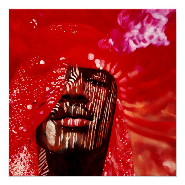 Póster Arte Abstracto Vibrante Con Rojo Negrita (Anverso)