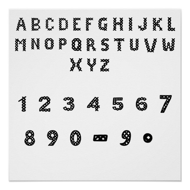 Póster Arte Alfabético trenzado | Cuadrícula de letras ne (Anverso)