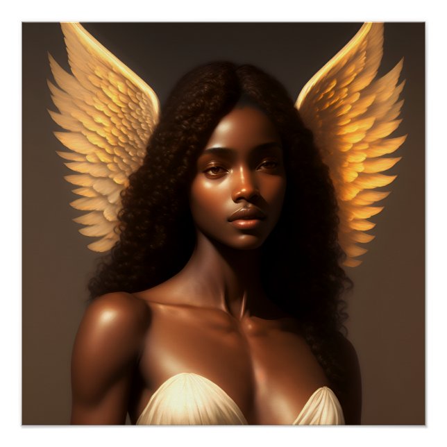Póster Arte angelcore etéreo de ángel negro (Anverso)