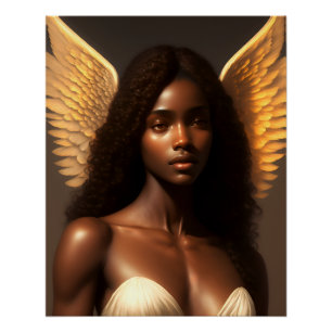 Póster Arte angelcore etéreo de ángel negro