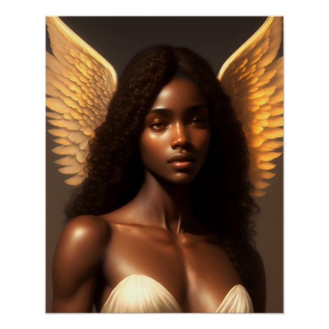 Póster Arte angelcore etéreo de ángel negro (Anverso)