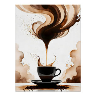 Póster arte Bauhaus café de la mañana (marrón)