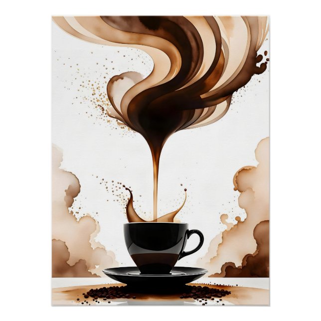 Póster arte Bauhaus café de la mañana (marrón) (Anverso)