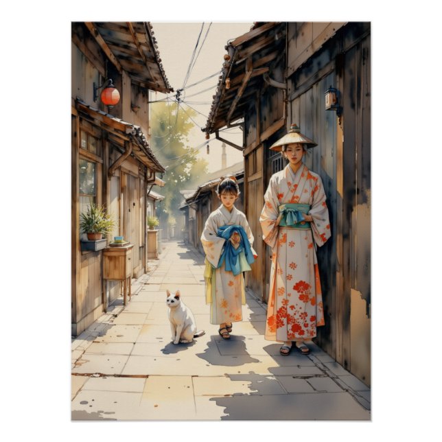 Póster Arte callejero tradicional japonés de kimono (Anverso)