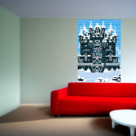 Póster Arte, castillo y nieve de los píxeles | Poster de 