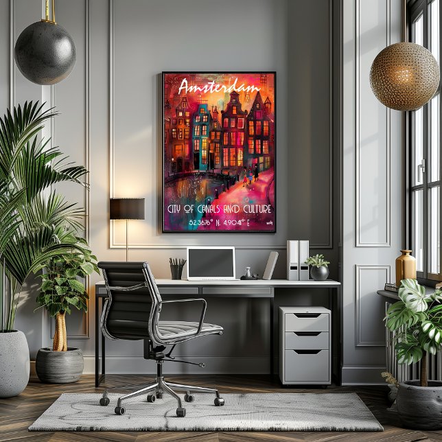 Póster Arte Colorido de Ámsterdam en Estilo Contemporáneo (Subido por el creador)