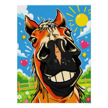 Arte Cómic de Dibujos Animados de Caballo Sonrient