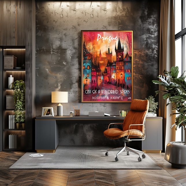 Póster Arte Contemporáneo de Praga en Estilo Vibrante (Subido por el creador)