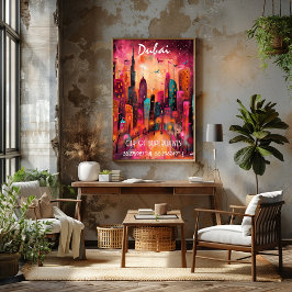 Póster Arte Contemporáneo Dubái en colores vibrantes