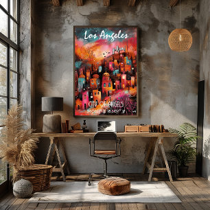 Póster Arte Contemporáneo Los Ángeles en Colores Vibrante