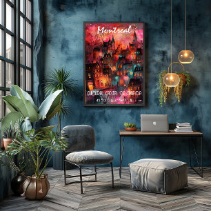 Póster Arte Contemporáneo Montreal en Colores Vibrantes