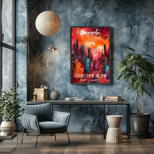 Póster Arte Contemporáneo Nairobi: Ciudad Verde al Sol