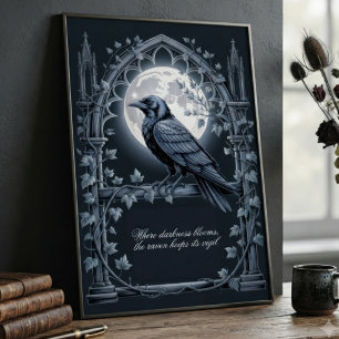 Póster Arte Cuervo Gótico Onyx Malhumorado