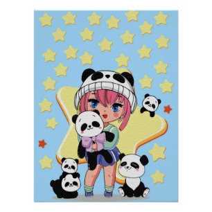 Póster Arte de anime creativo para paredes   Chicas 19